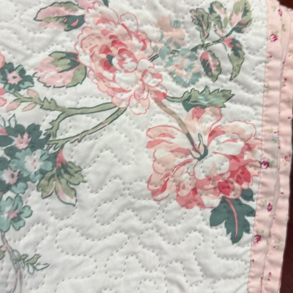 Simply shabby chic Floral Quilted pillow cover 21x 36 inches.